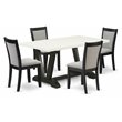 Pemberly Row 5-Piece Rubber Wood Dining Set in White/Shitake Gray/Black