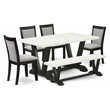 Pemberly Row 6-Piece Rubber Wood Dining Set with Bench and Chairs