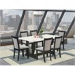 Pemberly Row 7-Piece Rubber Wood Dining Set with Linen Fabric Chairs