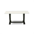 Pemberly Row 7-Piece Rubber Wood Dining Set with Linen Fabric Chairs