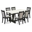 Pemberly Row 7-Piece Rubber Wood Dining Set with Linen Fabric Chairs