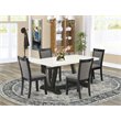 Pemberly Row 5-Piece Wood Dining Set in Linen White and Dark Gray