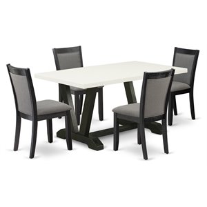 Pemberly Row 5-Piece Wood Dining Set in Linen White and Dark Gray