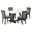 Pemberly Row 5-Piece Wood Dining Set in Linen White and Dark Gray
