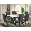 Pemberly Row 7-Piece Wooden Dining Set in Linen White and Dark Gray