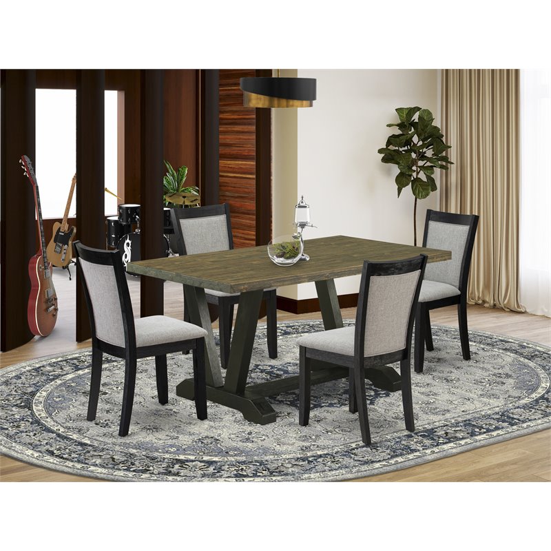 Pemberly Row 5-Piece Wood Dining Set in Jacobean Gray and Black
