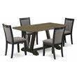 Pemberly Row 5-Piece Wood Dining Set in Jacobean Dark Gray and Black