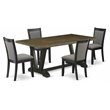 Pemberly Row 5-Piece Rubberwood Dining Set in Wire Brushed Black Finish
