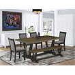 Pemberly Row 6-Piece Rubberwood Dining Set with Bench in Distressed Finish
