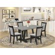 Pemberly Row 5-Piece Rubberwood Dining Set in Cement with Linen Chairs