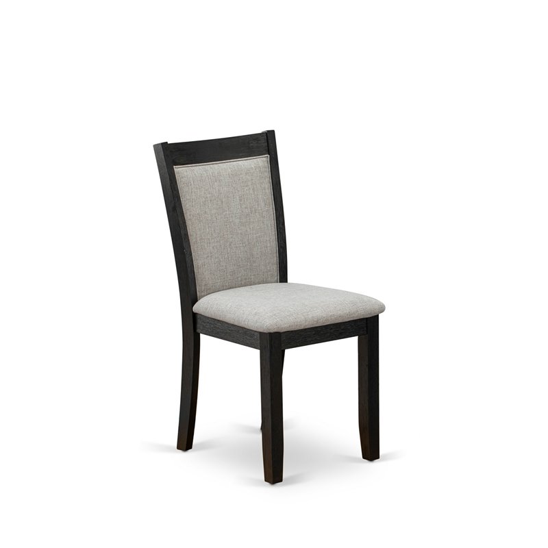 Pemberly Row 5-Piece Rubberwood Dining Set in Cement with Linen Chairs