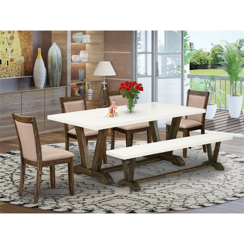 Pemberly Row 6-Piece Rubberwood Dining Set in Dark Khaki Gray