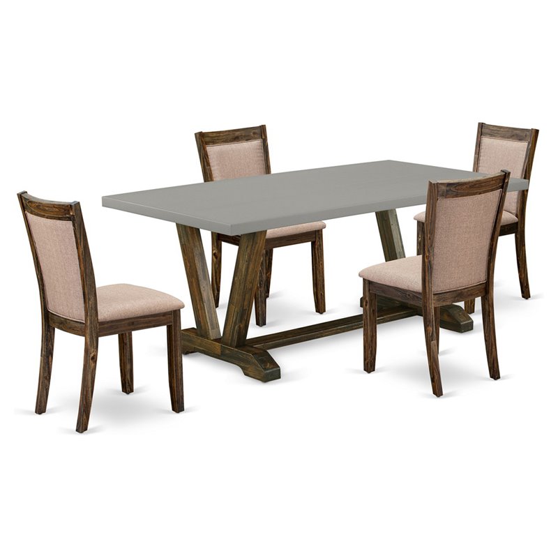 Pemberly Row 5-Piece Wood Dining Set in Cement/Gray/Jacobean Finish