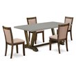 Pemberly Row 5-Piece Wood Dining Set in Cement/Gray/Jacobean Finish