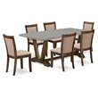 Pemberly Row 7-Piece Dining Set in Cement/Gray/Jacobean Finish