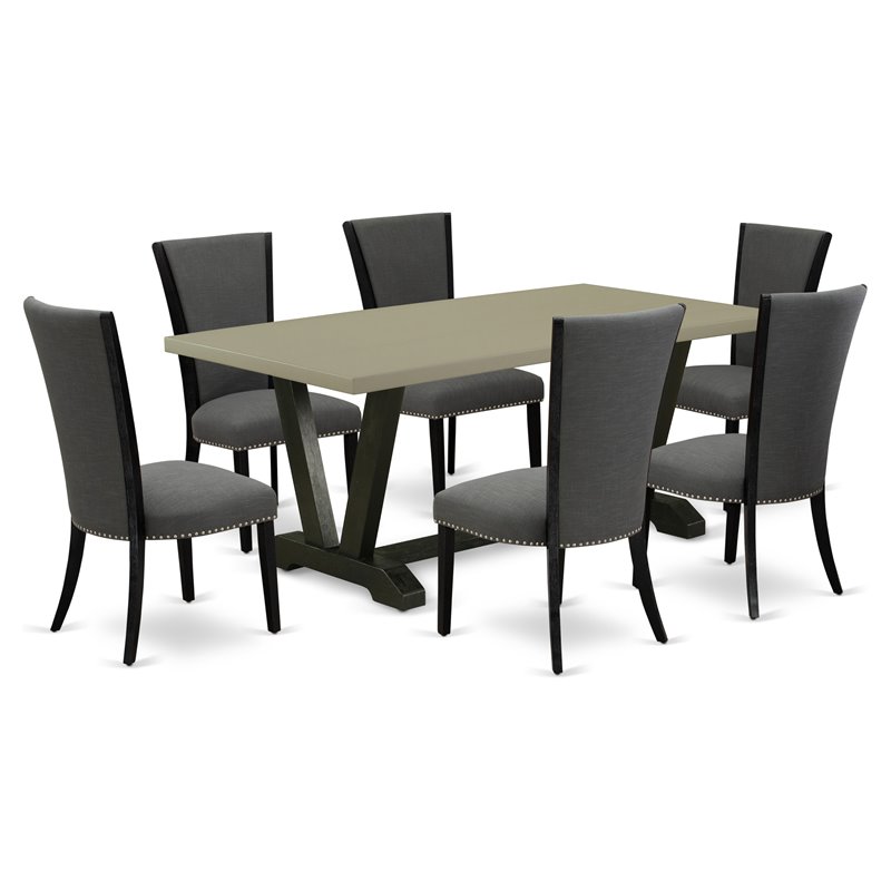 Pemberly Row 7-Piece Dining Table Set in Cement and Gotham Grey