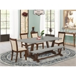 Pemberly Row 6-Piece Dining Set with Cement Table Top and Linen Beige Chairs