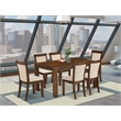 Pemberly Row 7-Piece Dining Set in Rubber Wood and Antique Walnut
