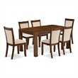 Pemberly Row 7-Piece Dining Set in Rubber Wood and Antique Walnut