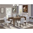 Pemberly Row 7-Piece Wooden Dining Set in Antique Walnut and Gray