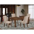 Pemberly Row 5-Piece Wood Dining Set in Walnut and Clay Finish