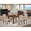 Pemberly Row 7-Piece Wood Dining Set in Walnut and Clay Finish