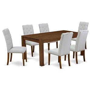 Pemberly Row 7-Piece Wood Dining Set with Rectangular Table in Walnut