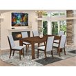 Pemberly Row 7-Pc Wood Dining Set in Walnut and Gray Linen