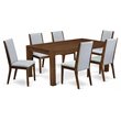 Pemberly Row 7-Pc Wood Dining Set in Walnut and Gray Linen
