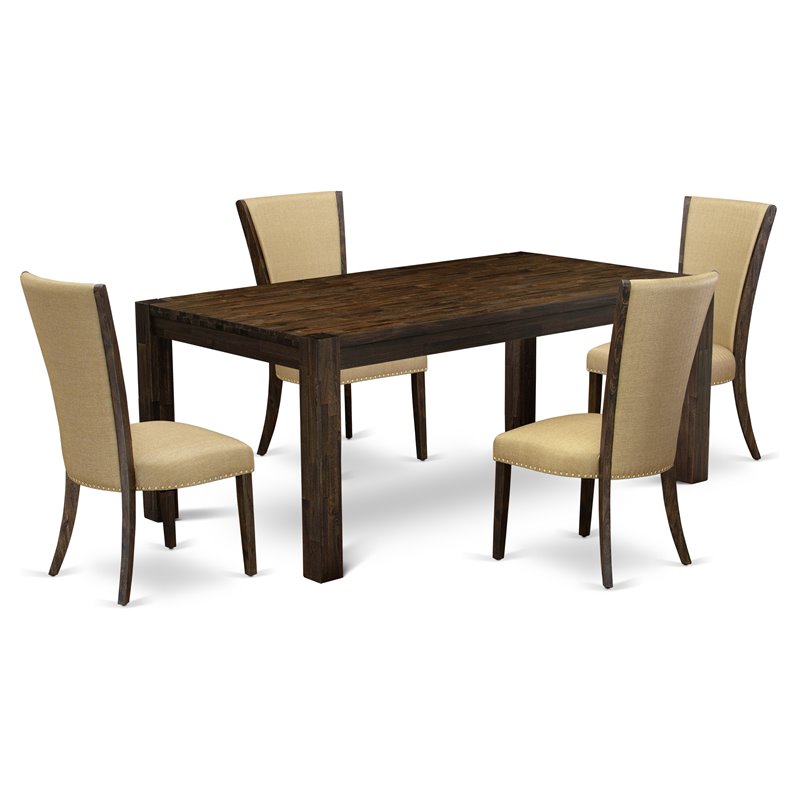 Pemberly Row 5-Pc Wood Dining Set in Distressed Jacobean and Brown