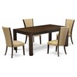 Pemberly Row 5-Pc Wood Dining Set in Distressed Jacobean and Brown