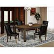 Pemberly Row 5-Piece Wooden Dining Set in Jacobean/Black