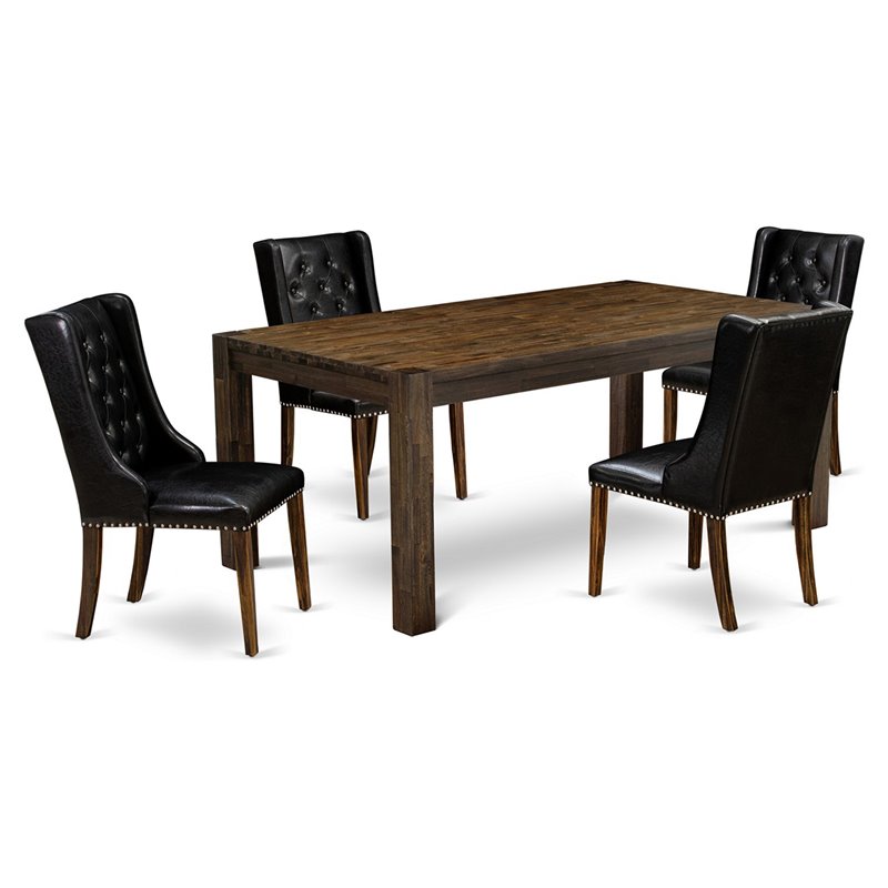 Pemberly Row 5-Piece Wooden Dining Set in Jacobean/Black