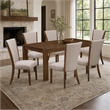 Pemberly Row 7-Piece Wood Dining Set in Antique Walnut/Light Tan