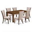 Pemberly Row 7-Piece Wood Dining Set in Antique Walnut/Light Tan