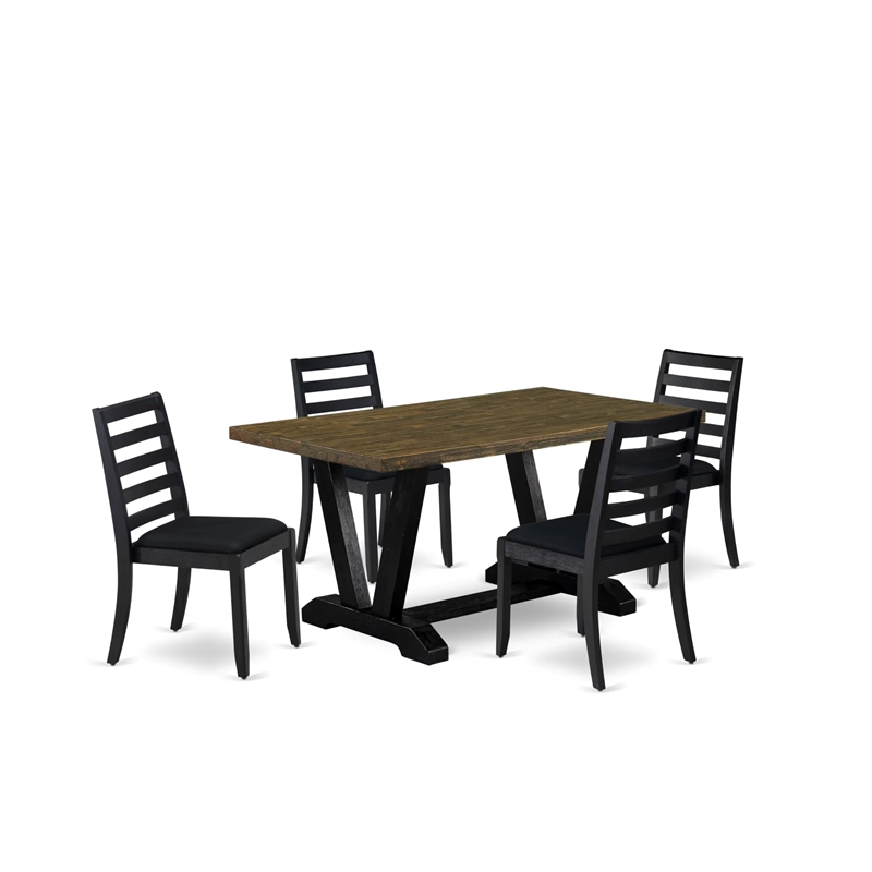 Pemberly Row 5-Piece Dining Room Set in Distressed Jacobean Finish
