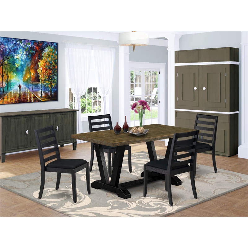 Pemberly Row 5-Piece Dining Room Set in Distressed Jacobean Finish
