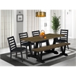 Pemberly Row 6-Piece Distressed Jacobean Dining Table Set Rubberwood