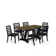 Pemberly Row 7-Piece Distressed Jacobean Modern Dining Set Rubberwood