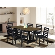 Pemberly Row 7-Piece Distressed Jacobean Modern Dining Set Rubberwood