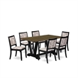 Pemberly Row 7-Piece Distressed Jacobean Dining Set Faux Leather Wood