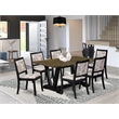 Pemberly Row 7-Piece Distressed Jacobean Dining Set Faux Leather Wood