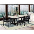 Pemberly Row 7-Piece Dining Table Set in Rubberwood Linen White Finish