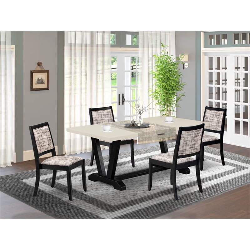 Pemberly Row 5-Piece Faux Leather Dining Table Set Rubberwood Legs