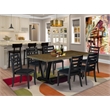 Pemberly Row 7-Piece Dining Set in Distressed Jacobean and Black Linen