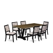 Pemberly Row 7-Pc Modern Wood Table Set in Distressed Jacobean Finish