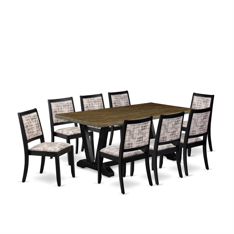 Pemberly Row 9-Pc Wood Dining Set in Distressed Jacobean Finish