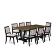 Pemberly Row 9-Pc Wood Dining Set in Distressed Jacobean Finish