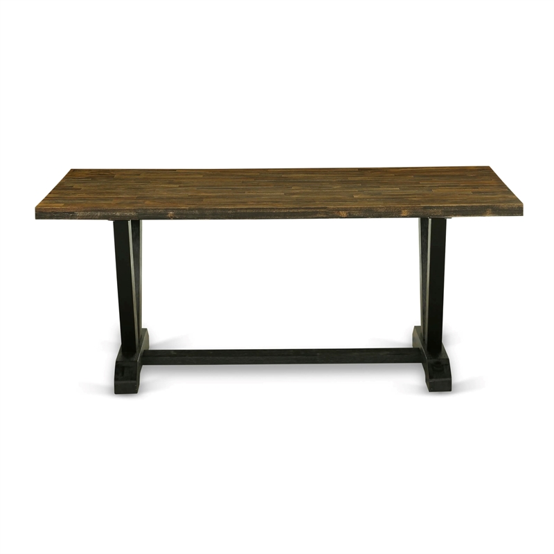 Pemberly Row 9-Pc Wood Dining Set in Distressed Jacobean Finish