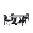 Pemberly Row 5-Pc Wood Dining Table Set in Cement Finish